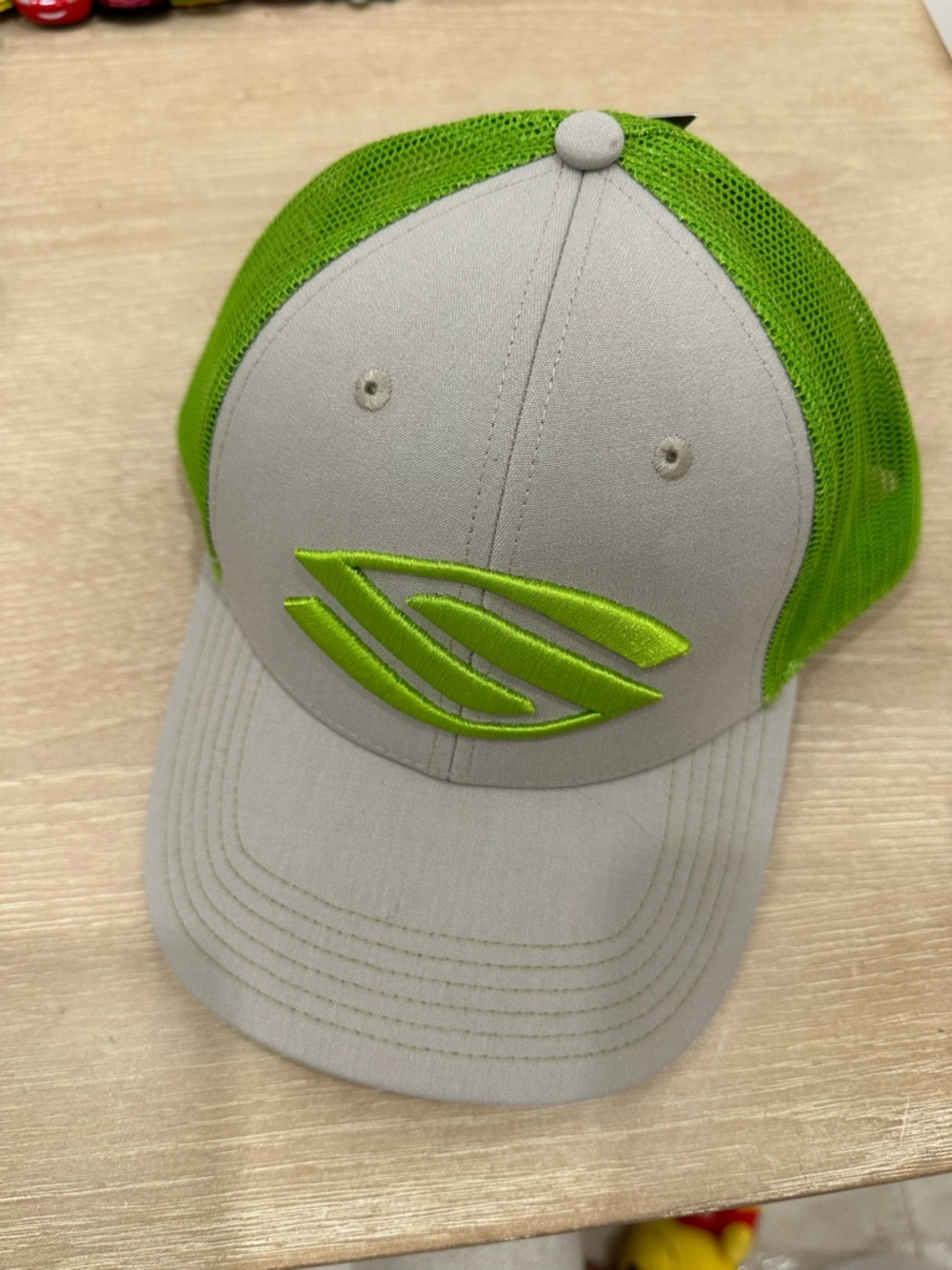NWT Selkirk AMPED Trucker Hat Gray and Neon Green Mesh Logo Baseball Cap